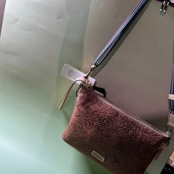 Consuela Sally Midtown Brown Embossed Leather Crossbody Bag - Picture 3 of 7